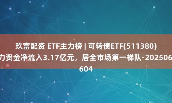 玖富配资 ETF主力榜 | 可转债ETF(511380)主力资金净流入3.17亿元，居全市场第一梯队-20250604