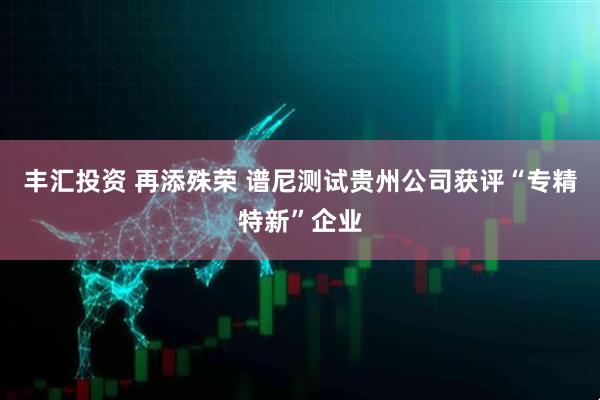 丰汇投资 再添殊荣 谱尼测试贵州公司获评“专精特新”企业